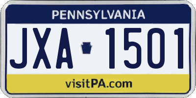 PA license plate JXA1501