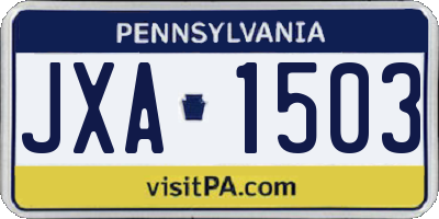 PA license plate JXA1503