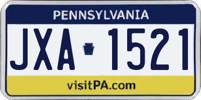 PA license plate JXA1521