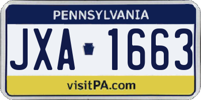 PA license plate JXA1663