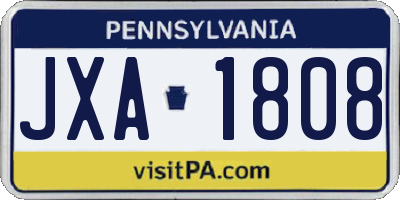 PA license plate JXA1808