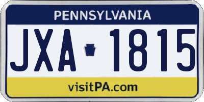 PA license plate JXA1815
