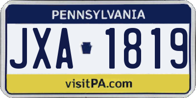 PA license plate JXA1819