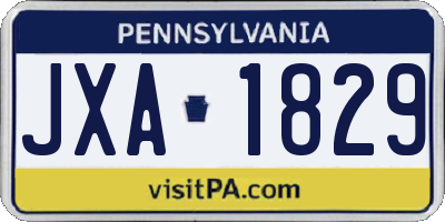 PA license plate JXA1829