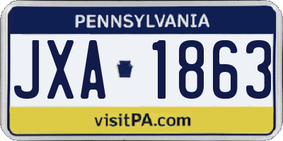 PA license plate JXA1863