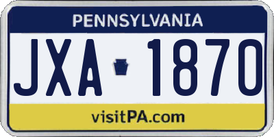 PA license plate JXA1870