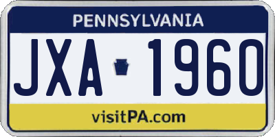 PA license plate JXA1960