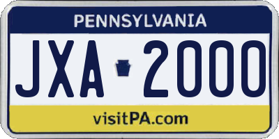 PA license plate JXA2000