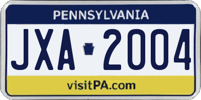 PA license plate JXA2004