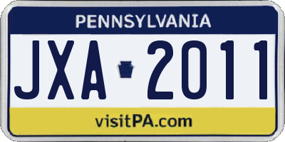 PA license plate JXA2011