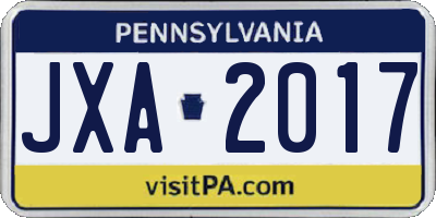 PA license plate JXA2017