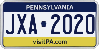 PA license plate JXA2020