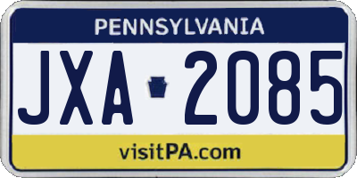 PA license plate JXA2085