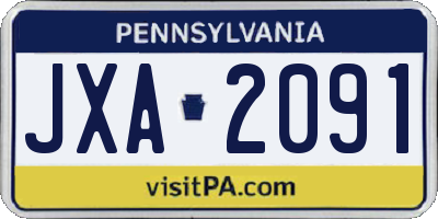 PA license plate JXA2091