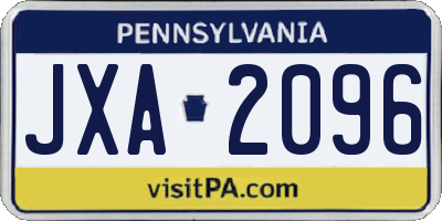 PA license plate JXA2096