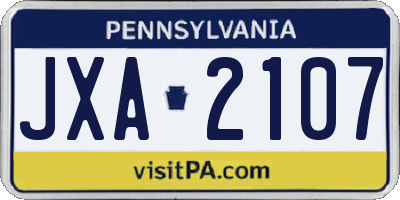 PA license plate JXA2107