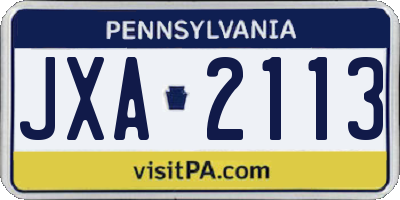 PA license plate JXA2113