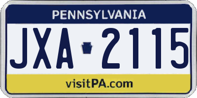 PA license plate JXA2115