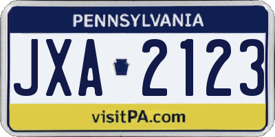 PA license plate JXA2123