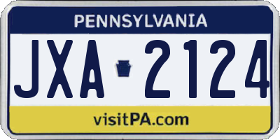 PA license plate JXA2124