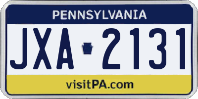 PA license plate JXA2131