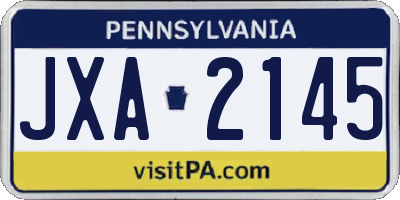 PA license plate JXA2145