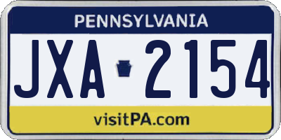 PA license plate JXA2154