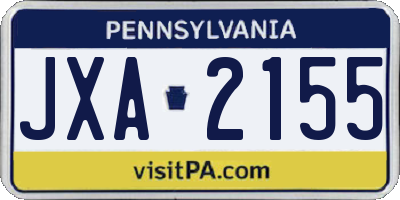 PA license plate JXA2155