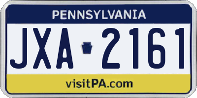 PA license plate JXA2161