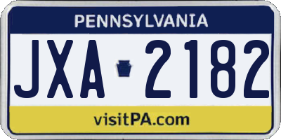 PA license plate JXA2182