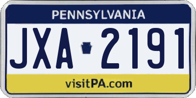 PA license plate JXA2191