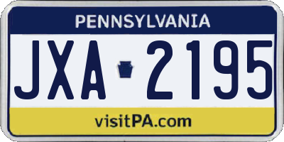 PA license plate JXA2195