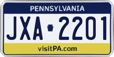 PA license plate JXA2201