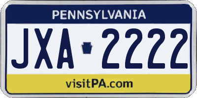PA license plate JXA2222