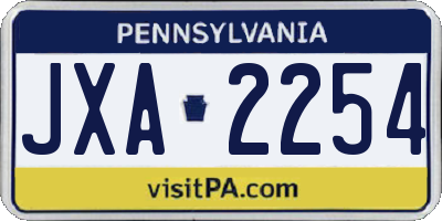 PA license plate JXA2254