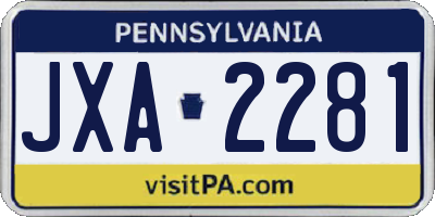 PA license plate JXA2281