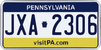 PA license plate JXA2306