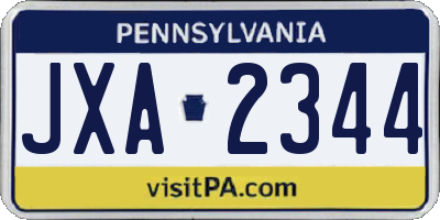 PA license plate JXA2344