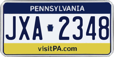 PA license plate JXA2348