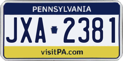 PA license plate JXA2381