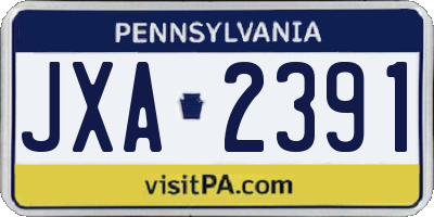 PA license plate JXA2391