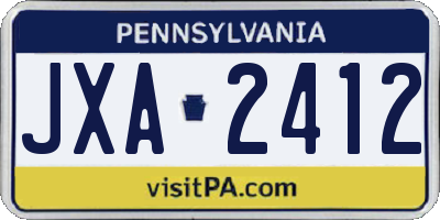 PA license plate JXA2412