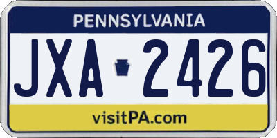PA license plate JXA2426