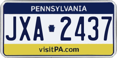 PA license plate JXA2437