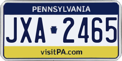 PA license plate JXA2465