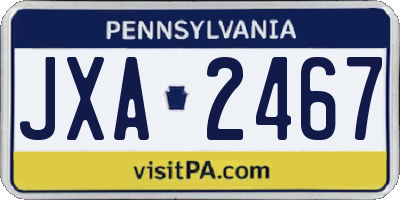 PA license plate JXA2467