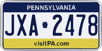 PA license plate JXA2478