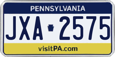 PA license plate JXA2575