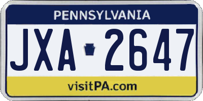 PA license plate JXA2647