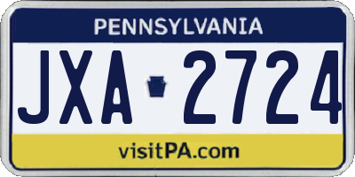 PA license plate JXA2724